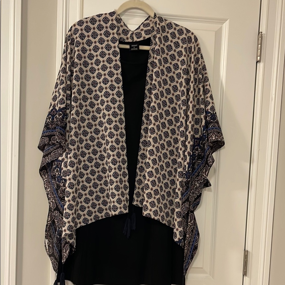 Floral Kimono Wrap/Vest with Tassels